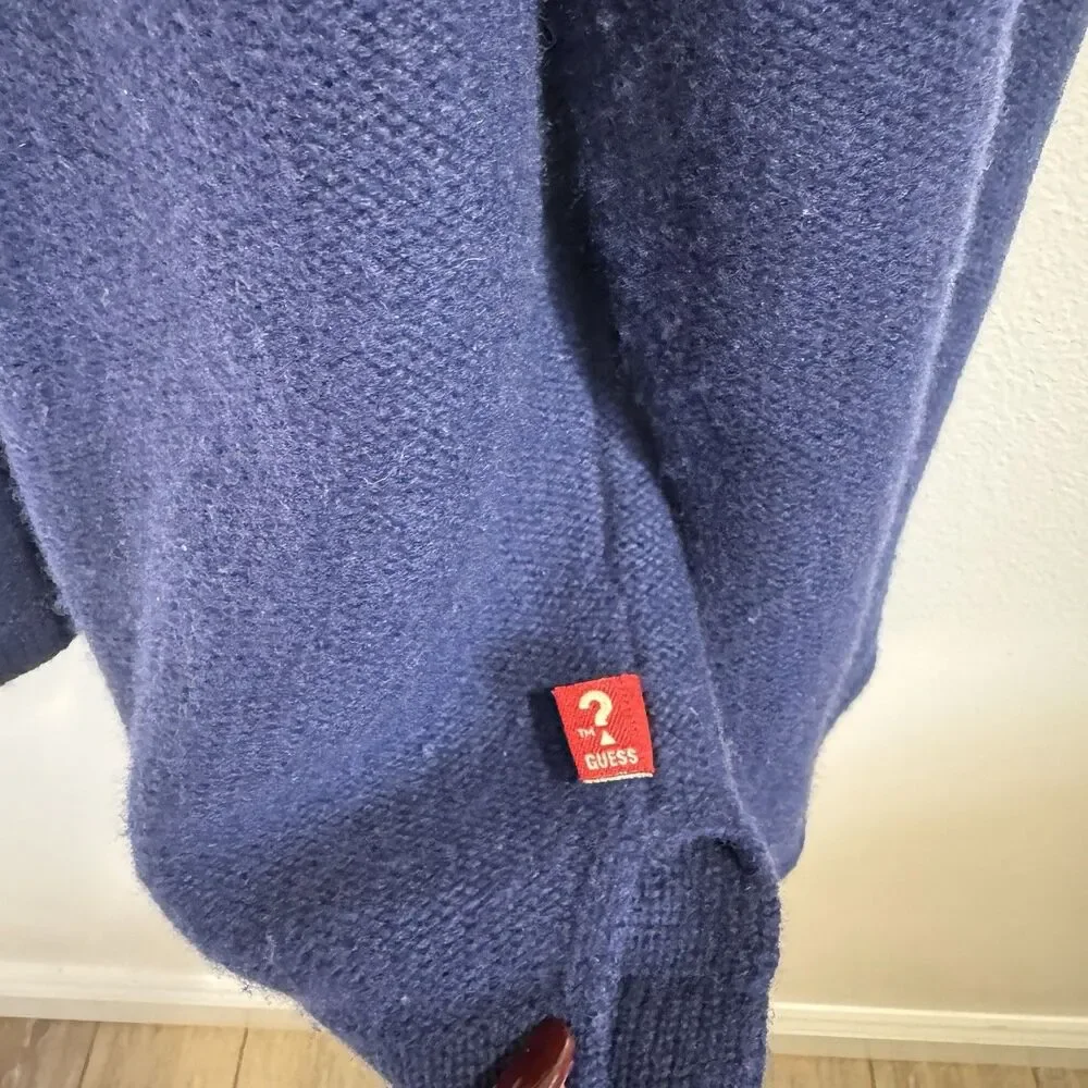 Vintage 90s Y2K Guess Sweater Mens XXL Stripe Blue White Lambswool Knit Jumper